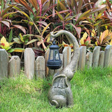 NASKY 14.76" Outdoor Sculpture Figurine Statue Solar Elephant – Stone-Look Resin Garden, Yard, Lawn, & Park Decor, Perfect Housewarming Gift for Family, Friends, or Colleagues
