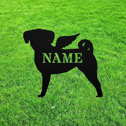 Puggle Angel Wings Statue Figurine For Garden Sign Memorial Ornament Metal Burial Bereavement Sympathy Gift Grave Marker for Yard Garden Porch Lawn Grassland Park Farm Flowerpot.