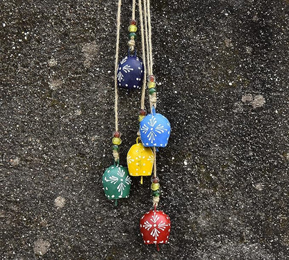 Vintage Christmas Bells – 32" Hand-Painted Metal Hanging Wind Chime with Rustic Cowbells & Jingle Bells Handcrafted Witch Bells for Door, Farmhouse & Boho Decor, Christmas Decor