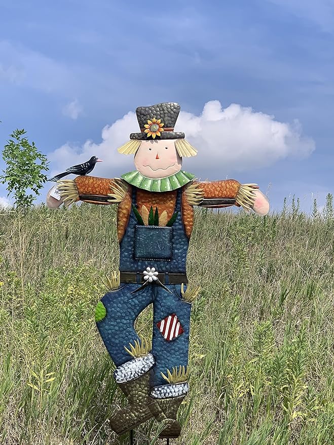 71" x 50" Metal Scarecrow Yard Decoration - Fall Decorations for Home Outdoor, Metal Scarecrow Garden Stake for Fall Harvest Decor, Autumn Yard Signs for Outside Garden Lawn Porch