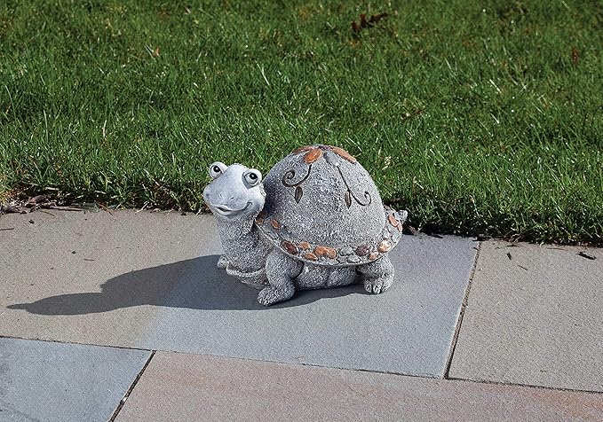 Roman Garden - Pebble Turtle Statue, 6H, Garden Collection, Resin and Stone, Decorative, Garden Gift, Home Outdoor Decor, Durable, Long Lasting