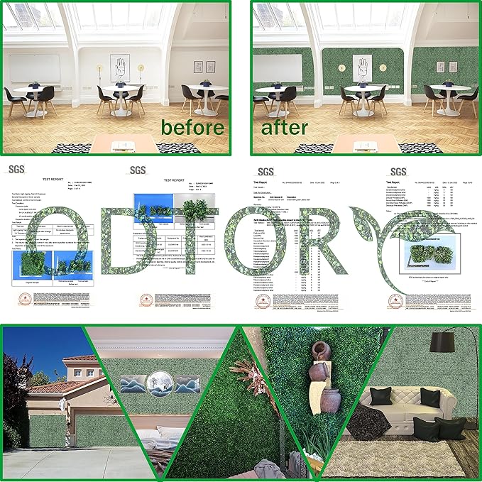 ODTORY Artificial Grass Wall Backdrop Panels,20X20 in 12P UV-Anti Greenery Boxwood Panels for Indoor Outdoor Green Wall Decor & Ivy Fence Covering Privacy