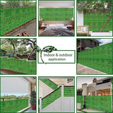 ODTORY Artificial Ivy Privacy Fence Wall Screen: 48X120 in UV-Anti Faux Greenery Backdrop Ivy Vine Leaf Hedges Fence Panels for Patio, Balcony, Garden, Backyard Indoor Outdoor Light Green Decor