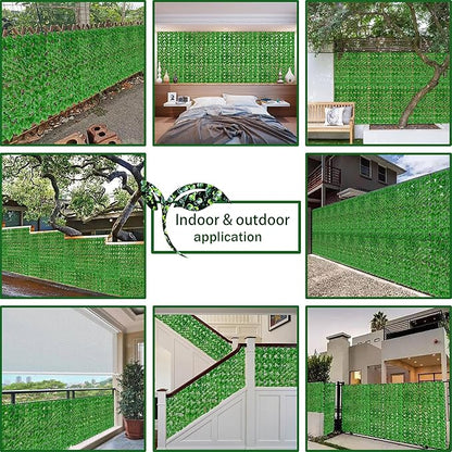 ODTORY Artificial Ivy Privacy Fence Wall Screen,40X120 in UV-Anti Faux Greenery Backdrop Ivy Vine Leaf Hedges Fence Panels for Patio, Balcony, Garden, Backyard Indoor Outdoor Light Green Wall Decor