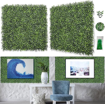 Bybeton 10-Pack Artificial Boxwood Panels (20"x20"), Covers 27.7 Sq.Ft. - 5-Year UV-Proof Ultra-Dense Faux Greenery Wall Backdrop for Outdoor Privacy Fence, Patio & Indoor Decor
