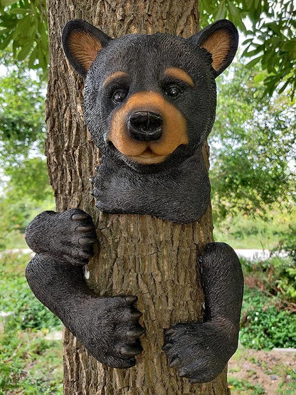 Bear Tree Decor Outdoor Scuplture Baby Bear Up a Garden Peeker Tree Hugger Garden Décor Bear Cub Resin Sculpture Howswarming Gifts