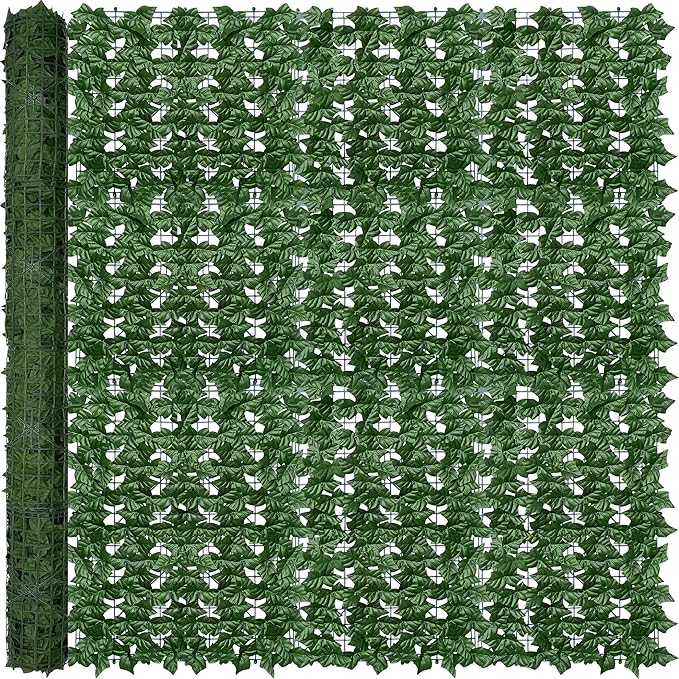 Odtory Artificial Ivy Privacy Fence Wall Screen: 72 x144 in UV-Anti Faux Greenery Backdrop Ivy Vine Leaf Hedges Fence Panels for Patio, Balcony, Garden, Backyard Indoor Outdoor Green Wall Decor