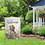 Floral Beagle Garden Flag Spring Summer House Flags 28 x 40 Double Sided Flower Dog Yard Flags for Outside Large Outdoor Welcome Flags