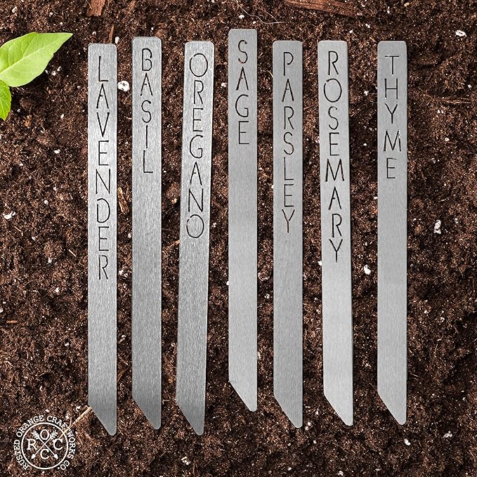 Customizable Metal Garden Markers - Personalized Plant Labels, Herb & Vegetable Stakes, Outdoor Garden Signs, 80+ Varieties for Easy Plant ID (4 pack - 15 inches long)