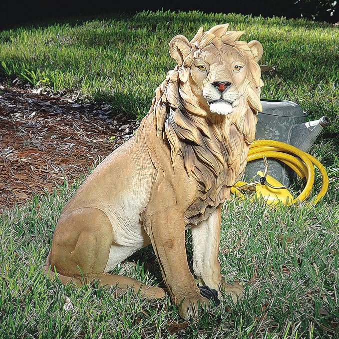 Design Toscano King of Beasts Lion Indoor/Outdoor Garden Statue, 13 Inches Wide, 21 Inches Deep, 27 Inches High, Handcast Polyresin, Full Color Finish