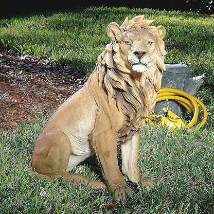 Design Toscano King of Beasts Lion Indoor/Outdoor Garden Statue, 13 Inches Wide, 21 Inches Deep, 27 Inches High, Handcast Polyresin, Full Color Finish
