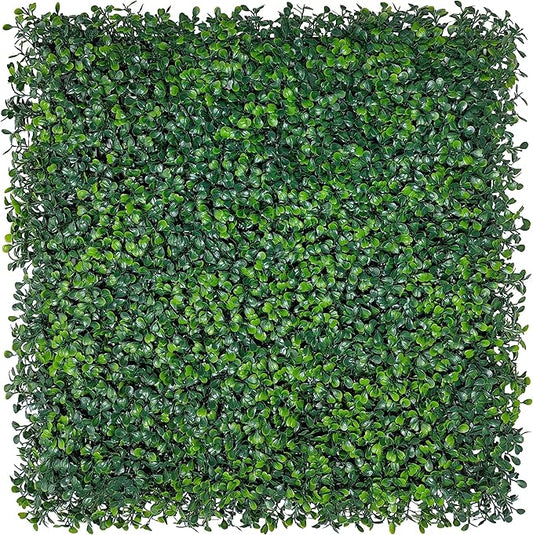 ODTORY Artificial Grass Wall Backdrop Panels,10 X 10 in 12P(8.4 sqft) UV-Anti Greenery Boxwood Panels for Indoor Outdoor Green Wall Decor & Ivy Fence Covering Privacy