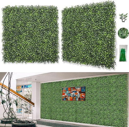 Bybeton Artificial Boxwood Grass Wall Panels,6 Pack 20"x 20" UV-Anti Grass Backdrop& Greenery Wall Panels for Indoor Outdoor Privacy Protected and Garden, Privacy Fence Screen Décor Spring Decor