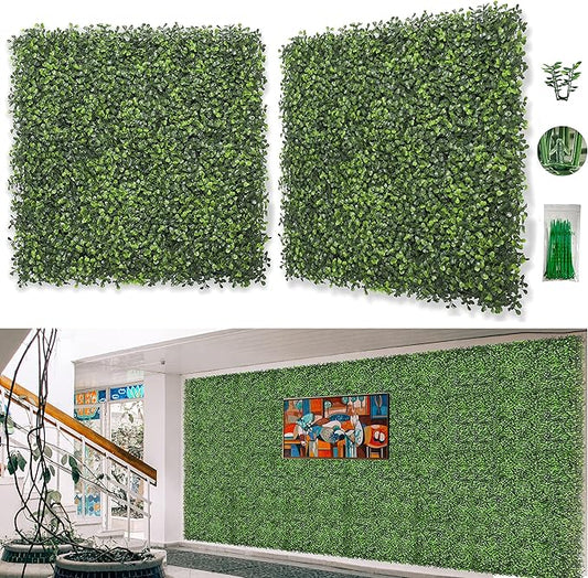Bybeton Artificial Boxwood Grass Wall Panels,6 Pack 20"x 20" UV-Anti Grass Backdrop& Greenery Wall Panels for Indoor Outdoor Privacy Protected and Garden, Privacy Fence Screen Décor Spring Decor