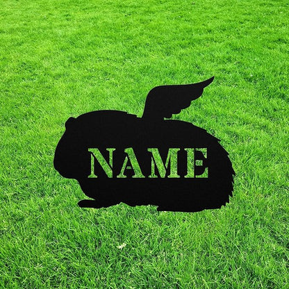 Guinea Pig Angel Wings Statue Figurine For Garden Sign Memorial Ornament Metal Burial Bereavement Sympathy Gift Grave Marker for Yard Garden Porch Lawn Grassland Park Farm Flowerpot Decor.