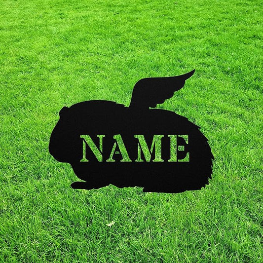 Guinea Pig Angel Wings Statue Figurine For Garden Sign Memorial Ornament Metal Burial Bereavement Sympathy Gift Grave Marker for Yard Garden Porch Lawn Grassland Park Farm Flowerpot Decor.