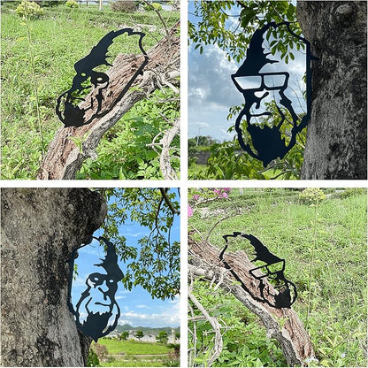 Peeping Bigfoot Metal Yard Art, Garden Branch Peeking Yeti Decor, Outdoor Metal Bigfoot Tree Hugger Decorations, Sasquatch Face for Outdoor Decorations, Set of 2