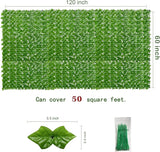 Bybeton 60" x 120" Artificial Ivy Privacy Fence Screen, UV Protected Faux Ivy Privacy Fence Roll, 50 Sq. Ft. Dense Greenery Wall Panels for Outdoor Patio, Garden, Balcony and Backyard Decor