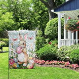 Easter Bunny Garden Flag Stained Glass Rabbit Flag Easter Egg Yard Flag for Outside 12x18 Double Sided Lily Spring Outdoor Flag Small