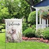 Spring Summer Garden Flag Floral Poodle Yard Flag Flower Dog Garden Flags for Outside Small Outdoor Welcome Flags 12x18 Double Sided