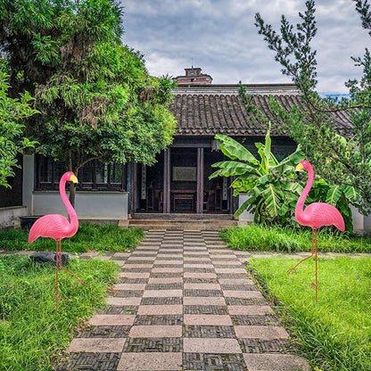 Galashield Pink Flamingo Yard Decorations Pack of 2 Flamingo Decor Ornaments for Outdoor Lawn and Garden
