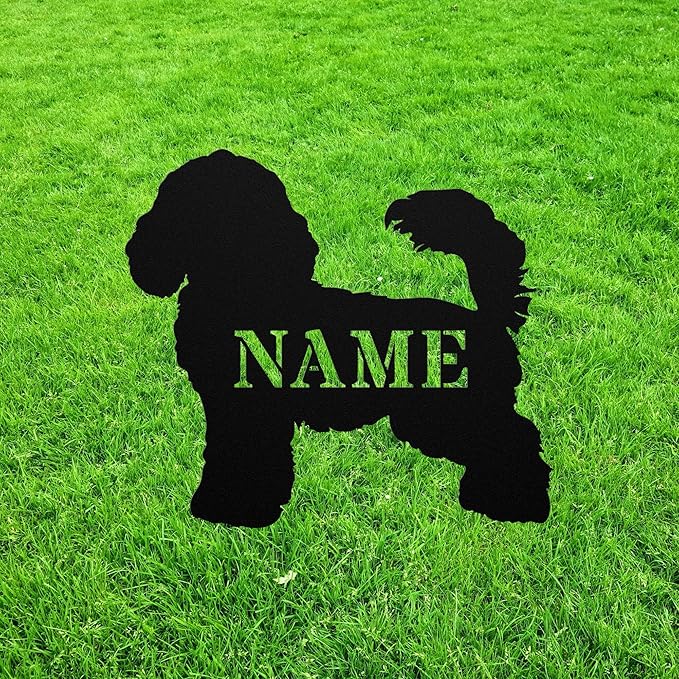 Black Toy Poodle Yard Statue Stake,Custom Toy Poodle Outdoor Garden Art Decor,Memorial Remembrance Sculpture Outdoor for Yard Garden Porch Lawn Grassland Park Farm Flowerpot Decor.