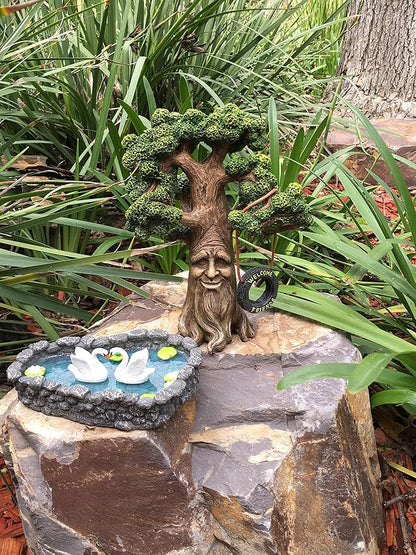 GlitZGlam Mini Swan Pond - Love is in the Air! Miniature Swan Pond for Fairy & Garden Accessories