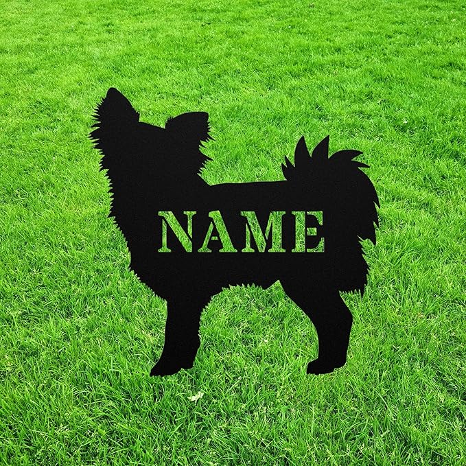 Pom Chi Garden Statue Stake,Pom Chi Outdoor Yard Art Decor,Pomeranian Chihuahua Personalized Memorial Remembrance Sculpture for Yard Garden Porch Lawn Grassland Park Farm Flowerpot Decor.