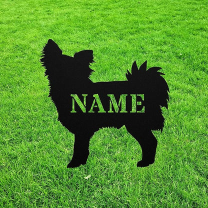 Pom Chi Garden Statue Stake,Pom Chi Outdoor Yard Art Decor,Pomeranian Chihuahua Personalized Memorial Remembrance Sculpture for Yard Garden Porch Lawn Grassland Park Farm Flowerpot Decor.