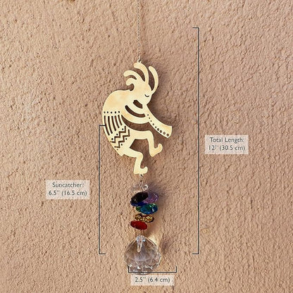 Crystal Cascade Suncatcher - Rose Gold Crystal Hanging Ornament for Windows Hanging Prism Rainbow Maker Feng Shui (Kokopelli)