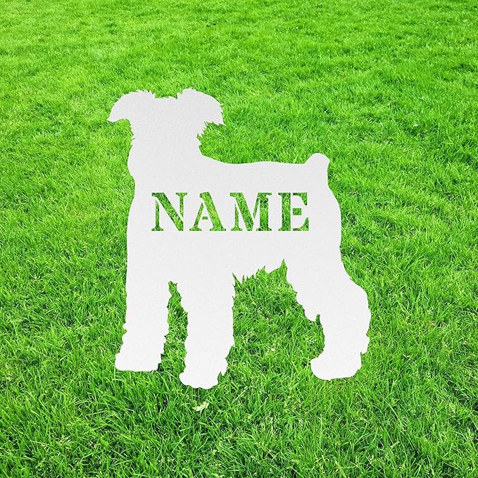 Custom Miniature Schnauzer White Garden Statue Stake Custom Schnauzer Outdoor Yard Art Decor Memorial Remembrance Sculpture Statue for Yard Garden Porch Lawn Grassland Park Farm Flowerpot Decor.