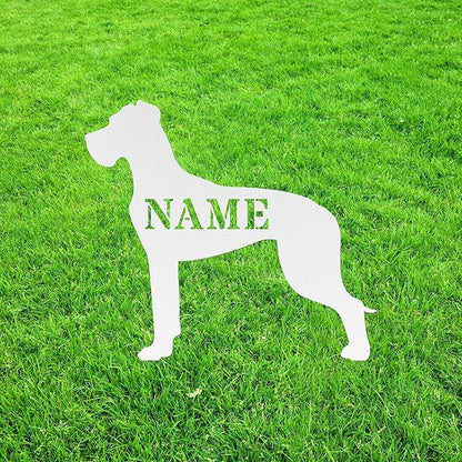 Custom Great Dane White Garden Statue Stake,Custom Great Dane Outdoor Yard Art Decor,Memorial Remembrance Sculpture for Yard Garden Porch Lawn Grassland Park Farm Flowerpot Decor.