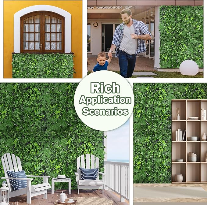 Artificial Green Boxwood Grass Wall Roll: 80"x120"(67 SQFT) UV Protected Ivy Privacy Hedge Fence Screen for Chain Link Fences Panel Indoor,Outdoor Patio Balcony & Garden Decor