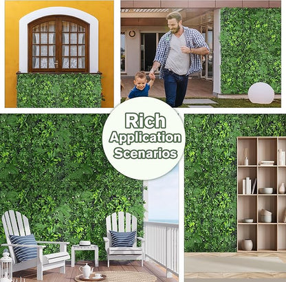 Artificial Green Boxwood Grass Wall Roll: 80"x120"(67 SQFT) UV Protected Ivy Privacy Hedge Fence Screen for Chain Link Fences Panel Indoor,Outdoor Patio Balcony & Garden Decor