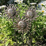 It's Cactus Set of 3 Sun Stakes, Garden Metal Sun Faces, Markers, Curb Appeal, Handmade in Haiti 6 x 20 Inches (Sun Stakes)