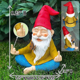 Mood Lab Zen Garden Gnome - Relaxed Yoga Gnome with Middle Finger - 9.25 Inch Tall Outdoor or Indoor Decor