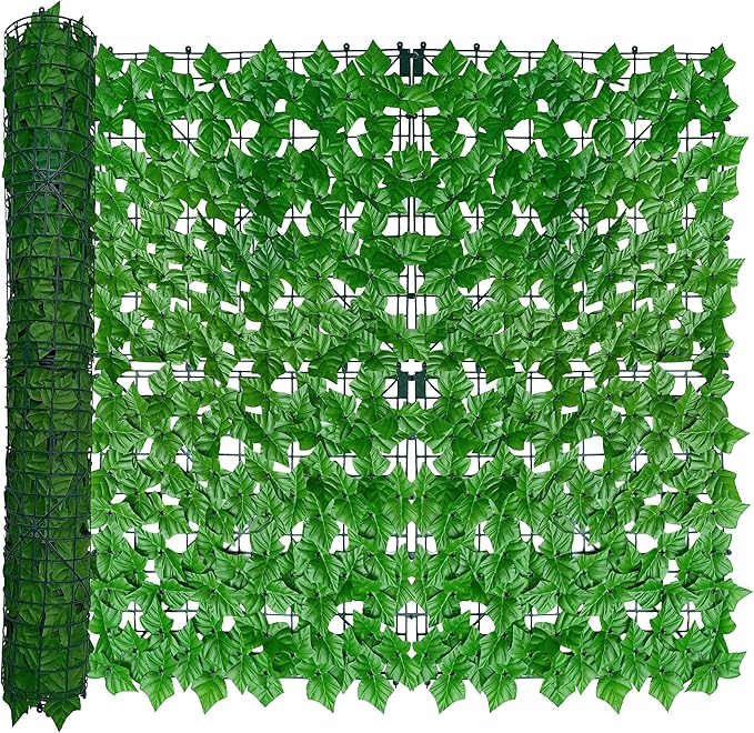 ODTORY Artificial Ivy Privacy Fence Wall Screen,40X120 in UV-Anti Faux Greenery Backdrop Ivy Vine Leaf Hedges Fence Panels for Patio, Balcony, Garden, Backyard Indoor Outdoor Light Green Wall Decor