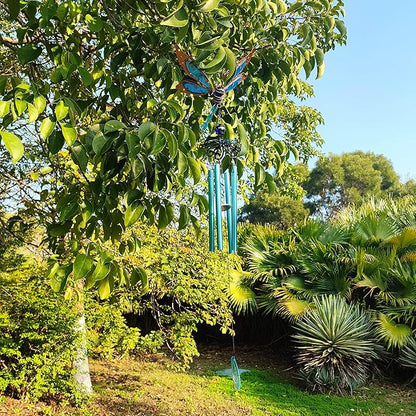 Luminous Dragonfly Butterfly Wind Chimes-Creative Hanging Glow in Dark Night Outdoor Windchimes Decoration for Home Garden Window Yard Patio (Dragonfly) Blue