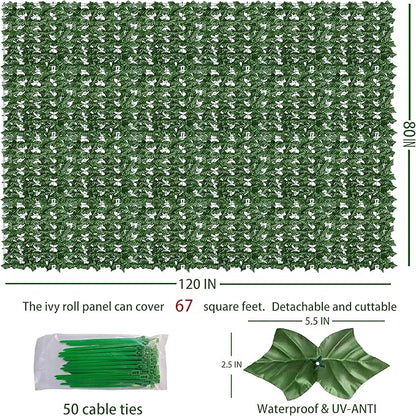 ODTORY Artificial Ivy Privacy Fence Wall Screen,80X120 in UV-Anti Faux Greenery Backdrop Ivy Vine Leaf Hedges Fence Panels for Patio, Balcony, Garden, Backyard Indoor Outdoor Green Wall Decor