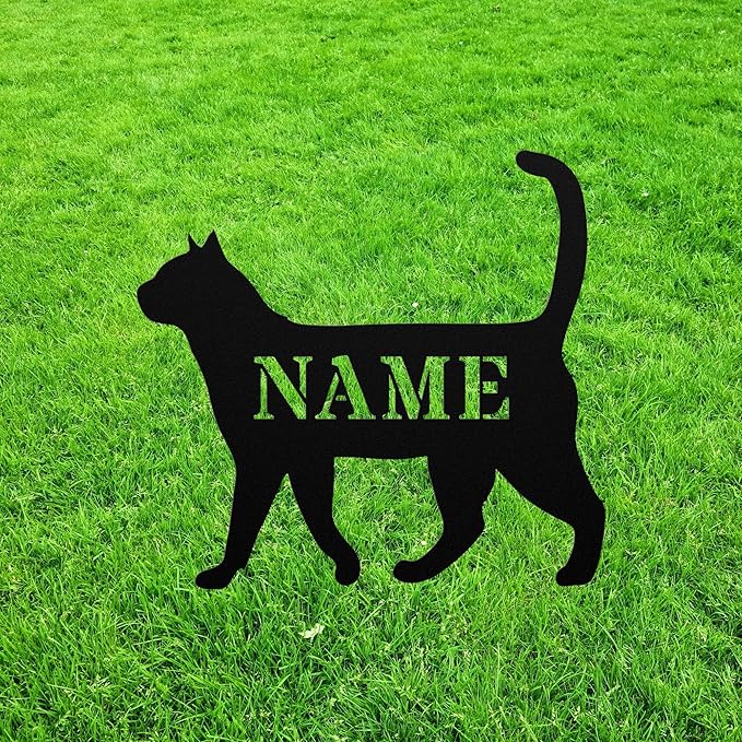 Personalized Cat Garden Statue Stake,Custom Black Cat Outdoor Yard Art Decor,Memorial Remembrance Sculpture,Outdoor Statue for Yard Garden Porch Lawn Grassland Park Farm Flowerpot Decor.