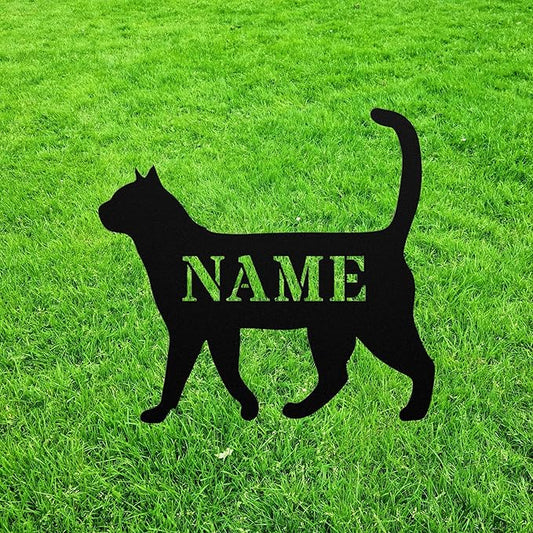 Personalized Cat Garden Statue Stake,Custom Black Cat Outdoor Yard Art Decor,Memorial Remembrance Sculpture,Outdoor Statue for Yard Garden Porch Lawn Grassland Park Farm Flowerpot Decor.