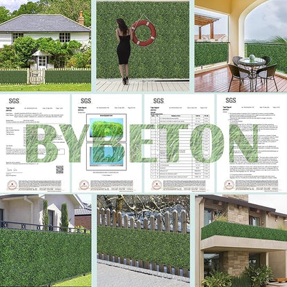 Bybeton Realistic Greenery Backdrop 20"x 20"(16Pcs), Boxwood Panels for Outdoor Privacy Fence & Wall Decor, UV-Protected Faux Plant Wall for Garden & Patio