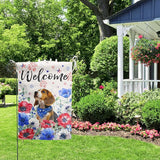 4th of July Beagle Garden Flag Red White Blue Floral Dog Yard Flags Small Memorial Independence Day Banner 12x18 Double Sided for Outside Outdoor Patriotic Decor