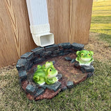 Decorative Frog Statue Splash Block Gutter Downspout Outdoor Garden Decor, Larger Gutter Downspout Statues for Patio,Yard and Lawn Accessory, Stone Resin Rain Concrete Gutter Guardian,14"L x 9.5"W