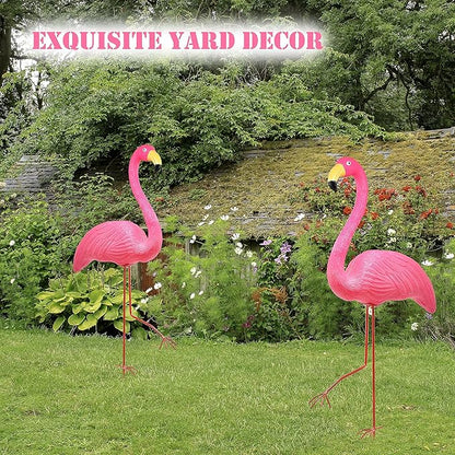Galashield Pink Flamingo Yard Decorations Pack of 2 Flamingo Decor Ornaments for Outdoor Lawn and Garden