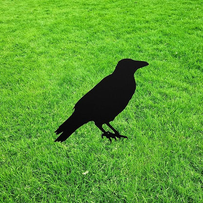 Raven Crow Yard Art Statue Stake Black Bird Metal Outdoor Garden Art Decor Memorial Sculpture Figurine Silhouette for Yard Garden Porch Lawn Grassland Park Farm Flowerpot Decor.