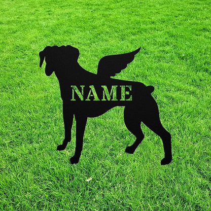 Boxer Angel Wings Statue Figurine For Garden Sign Memorial Ornament Metal Burial Bereavement Sympathy Gift Grave Marker Sculpture for Yard Garden Porch Lawn Grassland Park Farm Flowerpot Decor.