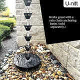 U-nitt Rain Chain Water Collection for Gutters Rainwater Catcher & Diverter, 8.5 FT Chains for Outside Garden, Black Square Cups, Roof Downspout, Works with Heavy Rain, w/Gutter Clip for Rainchains