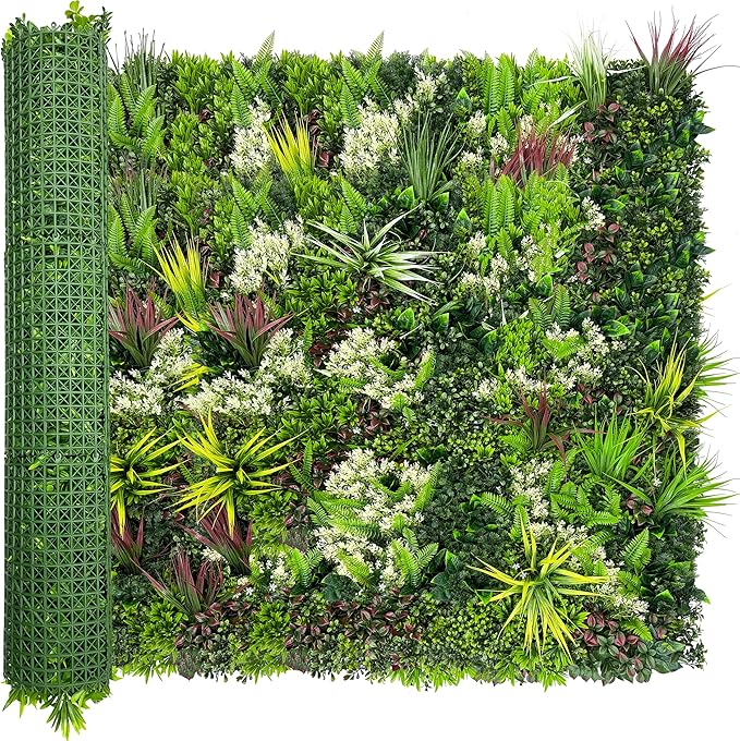 ODTORY Artificial Plant Wall Panels: 50"×120" UV-Anti Faux Grass Wall Backdrop Boxwood Ivy Fence Privacy Screen Fake Greenery Leaf Hedge for Outdoor,Indoor,Garden,Backyard and Home Decor