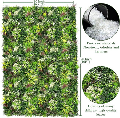 ODTORY Artificial Plant Wall Panels: 80"×120" UV-Anti Faux Grass Wall Backdrop Boxwood Ivy Fence Privacy Screen Fake Greenery Leaf Hedge for Outdoor,Indoor,Garden,Backyard and Home Decor
